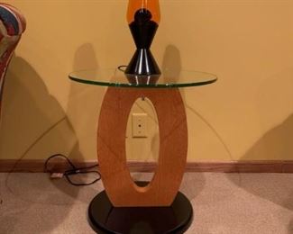 Contemporary Side Table with Lava Lamp