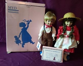 Marian Yu Designs Jack and Jill Porcelain Doll Set