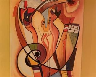 Signed Canvas Art Deco Painting