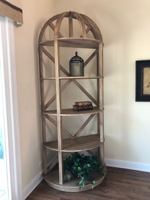Distressed waxed oak finished etagere 41” wide x 21” deep x 8’ high - $500 - Now $250