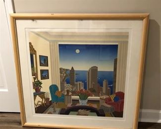 37” x 37” framed Thomas McKnight signed print with certificate of authenticity - $300