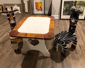 Adorable safari themed kids table and 2 chairs! - $55