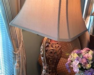 $48 EACH ORNATE BROWN TABLE LAMP-2 AVAILABLE 
18.5”W x 35”TALL