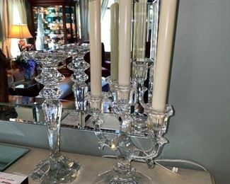 $30 PAIR OF GLASS CANDLEHOLDERS                             
$30 PAIR OF TRI CANDLE CANDELABRAS