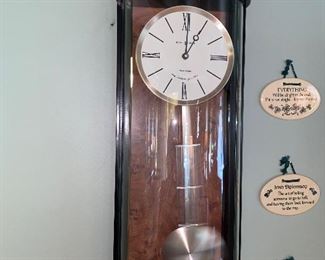 $120 HOWARD MILLER DUAL CHIME 
81st ANNIVERSARY EDITION WALL CLOCK
10”W x 5.5”D x 25.5”H 