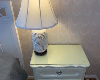 $120 PAIR OF CREAM NIGHTSTANDS
26.5”L x 16”D x 29.75”H
