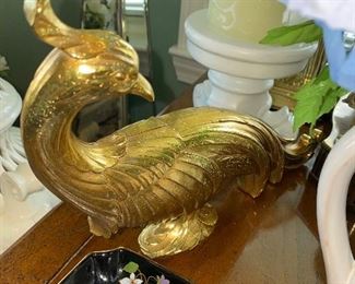 $25 -2 GOLD PEACOCK FIGURINES 
