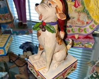 $20 Jim Shore Bark The herald Angels Sing Singing Dog Caroler Figurine 2007 Enesco
