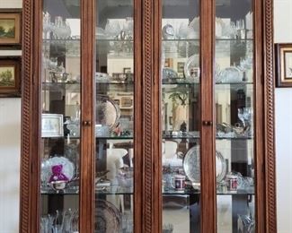 https://ctbids.com/#!/description/share/537619 Henredon China Cabinet with Lights. Gorgeous china cabinet by Henredon. Contents are available in other lots. 66" x 15" and 84" tall.