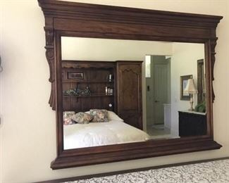 https://ctbids.com/#!/description/share/537626 Beautiful Large Wooden Framed Mirror. Measures approximately 53 inches by 42.5 inches. See photos for details.
