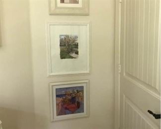 https://ctbids.com/#!/description/share/537352 Top frame measures approximately 16.5 by 19.5 inches. Middle hanging frame measures approximately 19 inches by 23 inches. Bottom hanging frame measures approximately 17.5 inches and is square. The frame on the floor measure approximately 10 By 12.5 inches. The little basket decor measures 11 inches by 11 inches at its largest spots.