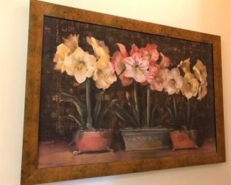 https://ctbids.com/#!/description/share/537368 C. Rowan: Large Framed Flower Print. Measures approximately 40 inches by 27.5 and a little over 1 inch deep.
