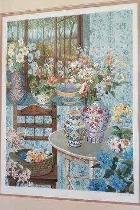 https://ctbids.com/#!/description/share/537354 Very rare John Powell serigraph numbered 234 of 300. Signed as well. Named "Country Home." Very difficult to find this one anywhere online. Frame measures 38" wide and 47" in height.

"John Powell has worked in the arts through out his life. Born in Hollywood, California, he began to paint at the age of 16. Over the past 45 years he has melded his life experiences into a signature style of painting. His paintings are precise and intricate, laced with lyrical realism and expressing his love for color, flowers, gardens, pottery and art from around the world, interesting fabrics and visions of his travels.

John has had several one man shows in the United States and Japan. He was honored by the World Federation United Nations (WFUNA) during their 50th anniversary celebration, being chosen as their artist of the year and at that time his work was added to the permanent collection of the Philatelic Museum at the Palais de Nations in Geneva, Swi