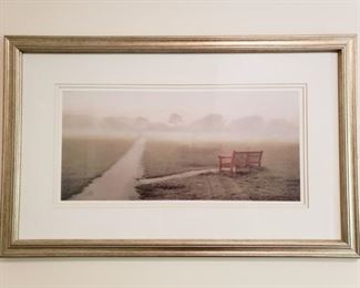 https://ctbids.com/#!/description/share/537373 Framed Print of Bench Morning View. Measures H 18 1/2 x L 29 inches.