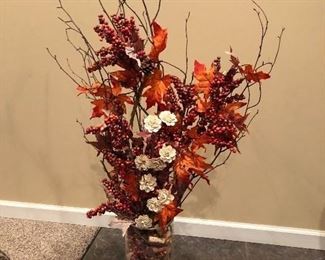 VASE FILLED WITH CORKS AND FALL ARRANGEMENT 