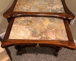 Theadore & Alexander nightsand/endtable with marble top and pullout measure... 