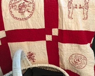 Red and White Antique Quilt