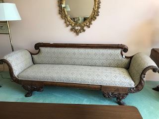 American Empire Sofa with intricate carving