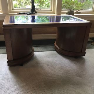 Art Deco table with blue mirror top