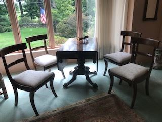 Set of 4 American Empire chairs and drop leaf table