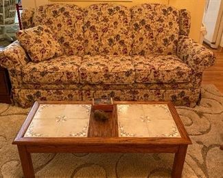 Country Sofa flower pattern with tile top coffee table