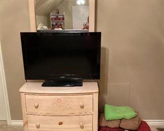 Knotty Pine Dresser with removable hutch and small matching chest of drawers with mirror