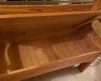 Oak entry bench with storage seat