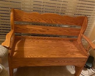 Oak entry bench with storage seat
