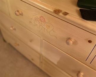 Knotty Pine Dresser with removable hutch and small matching chest of drawers with mirror