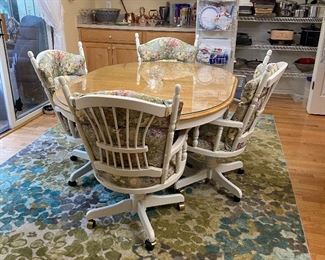 Roller Caster kitchenette  with 4 armed chairs and glass top 