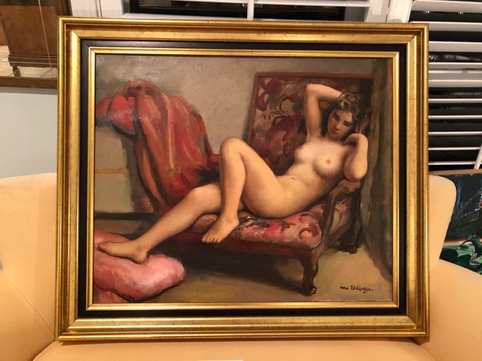  Oil on canvass French painter  MauriceAmbrose  Ehlinger from 1896 to 1981 Lot 74.  Artist  known for his nudes paintings.  This one was bought in  France paid $3,500. Has bill.  Taking bids