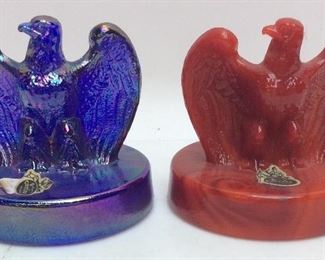 2 VINTAGE FENTON EAGLE PAPERWEIGHTS