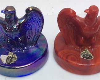 2 VINTAGE FENTON EAGLE PAPERWEIGHTS