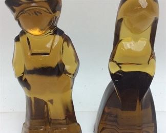 VTG. MOSSER GLASS WOOD SMOKE FIGURINES