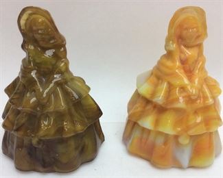 2 MOSSER CARNIVAL GLASS FIGURINES