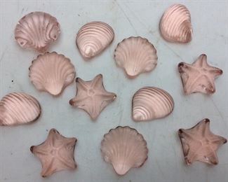 12 VINTAGE PINK GLASS PAPEREWEIGHTS