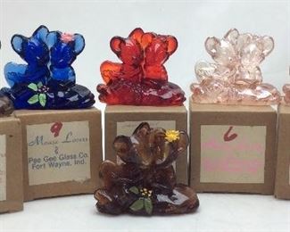 6 VINTAGE PEE GEE GLASS MICE\