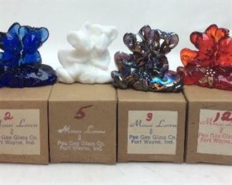 6 VINTAGE PEE GEE GLASS MICE