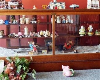 Antique Robert J Goldsmith Solid Wood Glass Display Case With Beveled Glass Top And Sliding Glass Doors, Shelves Are Adjustable, 39.5"x85"x26"