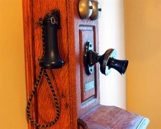 Antique North Electric Co. Wall Mounted Telephone, 26"x9"x12"