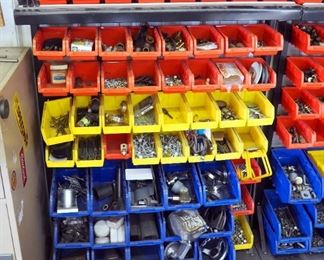 Freestanding Hardware Bin Organizer Including Hardware; Nuts, Bolts, Washers, Couplings, & More, 58 Bins Included, 47" Tall x 36.5" x 9"