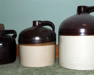 Antique Pottery Jugs Qty 3, Quart - 1 Gallon