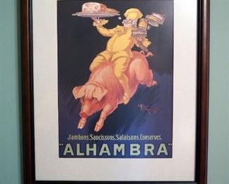 Framed Matted Under Glass "Alhambra" Print 22"x18" And Wood Star Wall Hook 17"