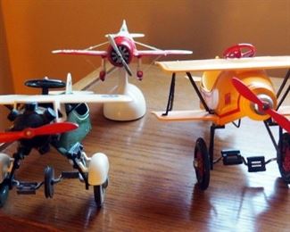 Hallmark Collectible Diecast Plane Models Including, 1935 Steelcraft Airmail, 1930 Custom Biplane Both Working Models And GEEBEE R1 Super Sportster