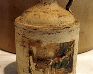 Large Stoneware Crock 18"Tall x13"Round, Marked "S"