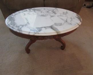 Rose Carved Marble Top Cocktail Table