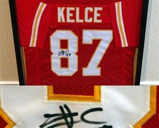 Travis Kelce Signed 29" X 33" Custom Framed Jersey, JSA COA