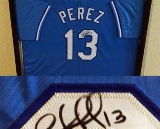 Salvador Perez Signed 29" X 33" Custom Framed Jersey, JSA COA