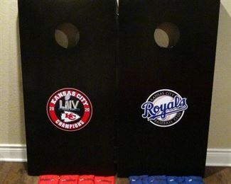Kansas City Chiefs And Kansas City Royals Corn Hole Boards With Bags