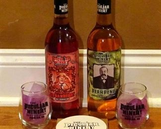 Peculiar Winery, 2 Bottles Of Wine, 2 Glasses And Coaster